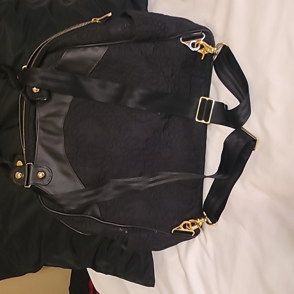 PETUNIA PICKLE BOTTOM 'Sashay Satchel' Black Embossed Backpack Diaper Bag - Picture 3 of 8